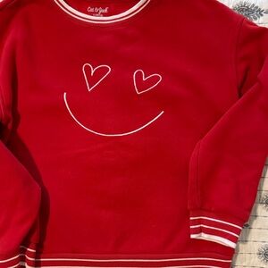 Cat & Jack Red Smiley Heart Sweatshirt